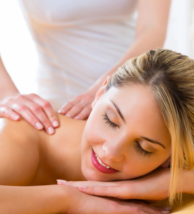 Woman receiving a relaxing massage.